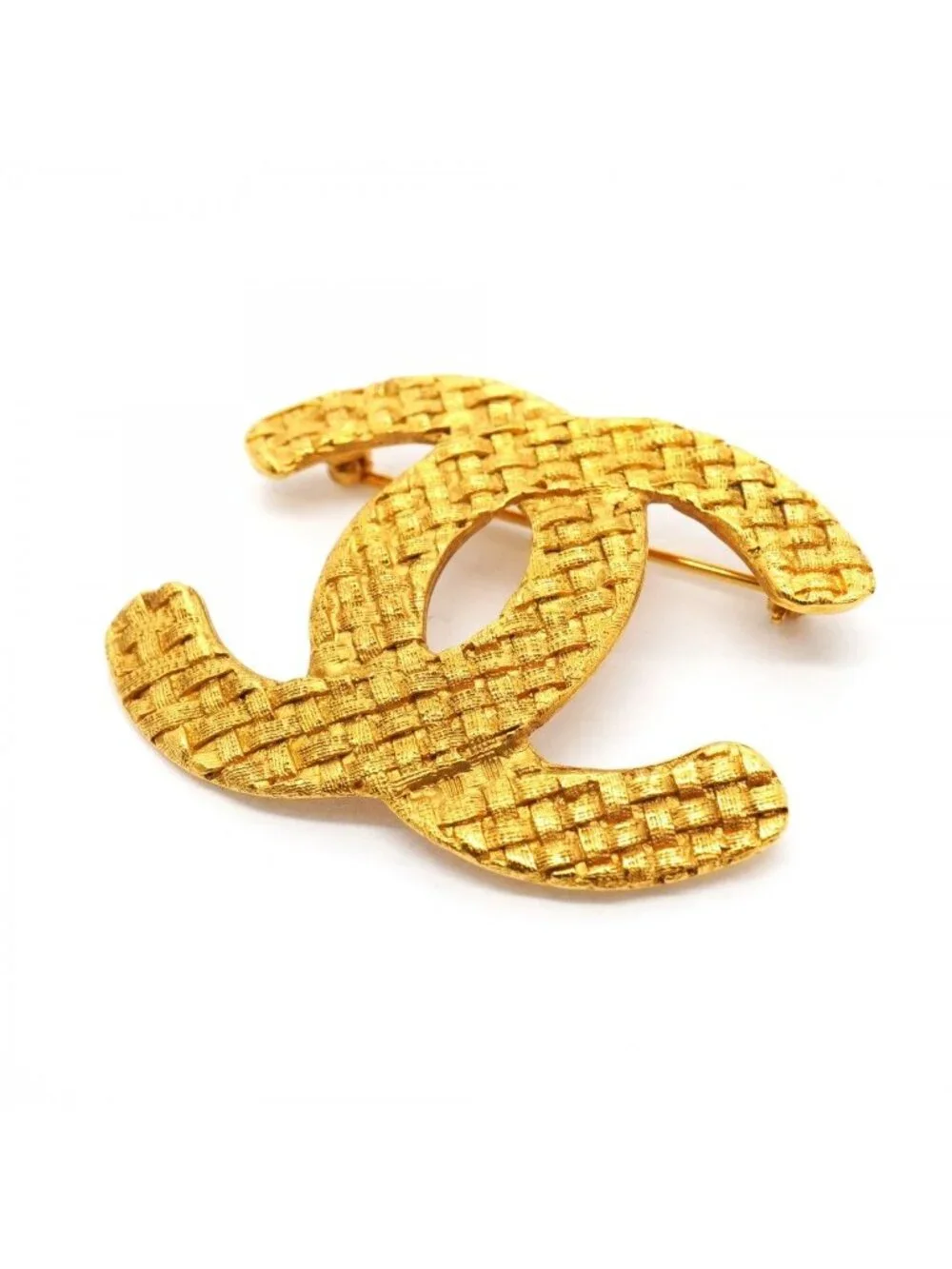 Chanel Brooch Vintage CC Logo Gold Plated